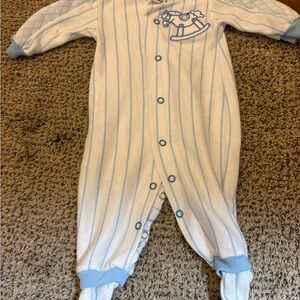 Blue and White Striped Kids One Piece